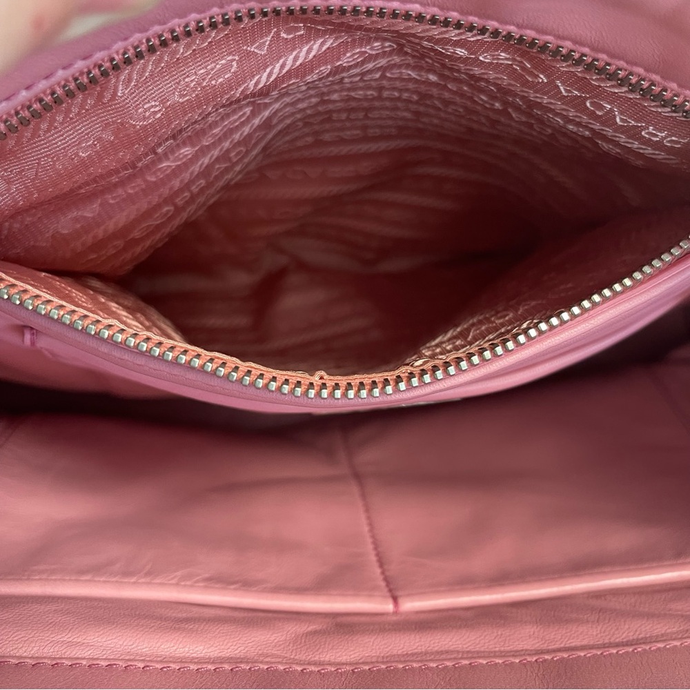 Prada Pink Nappa Gaufre Ruched Leather Two-Way Bag - Preowned - Picture 4 of 16